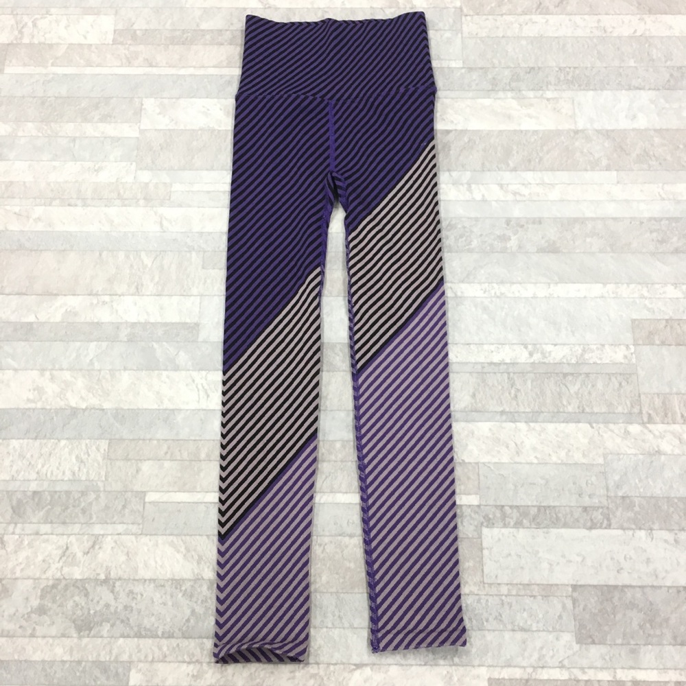 Free People Purple and Black Striped Athleisure Leggings